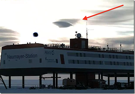 ufo nuvem antartica thumb UFO ou nuvem? Algo aconteceu próximo a laboratório na Antártica