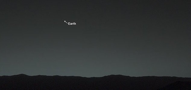 marte terra Rover Curiosity fotografa a Terra no céu de Marte