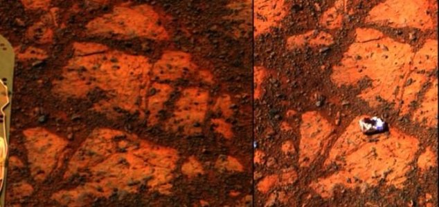 rocha misteriosa Mistériosa rocha aparece imagem do Rover em Marte